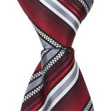 Matching Tie Guy 4568 X4 - 13.75 in. Zipper Necktie - Red With Grey, White & Black Stripes, 4T-7