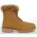 Fur & Shearling Trim Lug Boots Vegan Suede Booties Women's - 6