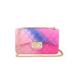 Poppy Fashion Rainbow Color Quilted Jelly Bag PVC Crossbody Shoulder Bag Lightweight Handbag Purse with Metal Chain Straps