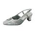 FLORAL Alba Women Wide Width Dress Slingback Metallic Shoes With Ornament SILVER 8.5