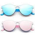 Newbee Fashion - One Piece Oversized Rimless Sunglasses Transparent Clear Candy Color Cateye Sunglasses-2 Pack