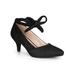 Allegra K Women's Lace Up Kitten Heel Pumps