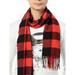 Men Women Winter Plaid Scarves Plaid Long Scarf Wrap with Fringe, Neck Blacket Warm Scarves Shawl Red and Black