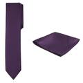 Jacob Alexander Solid Color Men's Skinny Tie and Hanky Set - Eggplant Purple