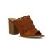 Women Faux Suede Bohemian Cutout Open Toe Chunky Heel Mule Sandal 18603