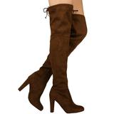 Women's Over The Knee High Block Chunky Heel Thigh Heel Faux Suede Boots (FREE SHIPPING)