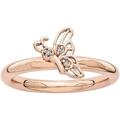 Diamond Sterling Silver Pink-Plated Butterfly Ring