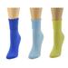 Sierra Socks Women's Diabetic 3 Pair 100% Cotton Ankle Turn Cuff Seamless Toe Socks (8, Fits US Shoe Size: 4 1/2 - 6, (A2 (Aqua Blue/Yellow/Marine Blue))