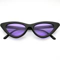 Womens Exaggerated Slim Black Frame Cat Eye Sunglasses Color Tinted Lens 48mm (Black / Purple)
