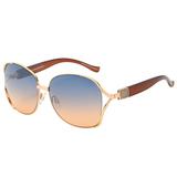 Piranha Women's "Coco" Large Gold Frame Mod Fashion Sunglasses with Blue and Peach Gradient Lens