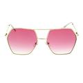 Octagonal Double Bridge Metal Rim Gradient Retro Sunglasses Gold Pink