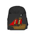 Pirate Ship - Boys 13" x 10" Black Preschool Toddler Children's Backpack