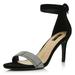 DailyShoes Ankle Strap Classic Stiletto Heels High Heeled Sandals Buckled Open Toe Thin Heel Party for Women Vanessa-01 Checker Black Sv 8
