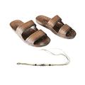 Hawaii Brown or Black Jesus sandal Slipper for Men Women and Teen Classic Style With Natural Hemp Bracelet (Women size 12 /men size 10, Brown)