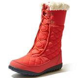 DailyShoes get Snow Boots Women's Comfort Round Toe Snow Boots Winter Warm Ankle Short Quilt Lace Up Boot High Eskimo Fur Snow-01 Red Nylon 10