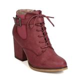 New Women Michael Antonio Mime PU Almond Toe Lace Up Block Heel Bootie