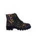 Tread14 by Bamboo, Faux Fur Lined Lightweight Threaded Lug Sole Lace Up Combat Work Bootie