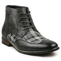 Metrocharm Alex-07 Men's Plaid Lace Up Wing Tip Classic Oxford Boot
