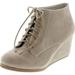 Bella Marie Brenda-11 Women's high top lace up rounded toe platform wedge suede booties