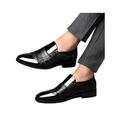 Mens Pointed Toe Wedding Business Zipper Slip On Leather Block Formal Office Work Shoes