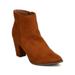 New Women Breckelles Paris-03 Faux Suede Pointy Toe Chunky Heel Bootie