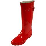 Norty Womens Rain Boots Rubber Solid Glossy Wellie Hi Calf Snow Rainboot 38742-8B(M)US red