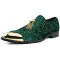 Amali Mens Casual Designer Smoking Slip on Slipper Velvet Loafer Shoes Green Size 13