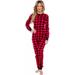 Oh Deer Buffalo Flannel One Piece Pajamas - Women's Union Suit Pajamas with Drop Seat Butt Flap by Silver Lilly (Red / Black Plaid, Small)