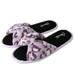 Women's Purple Leopard Soft Plush Thong Slippers with Comfortable Memory Foam Interior and No-Slip Rubber Sole For Indoor, Outdoor, Spa Use (US Women's Size 10)