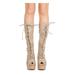 New Women Wild Diva Oliana-15 PU Knee High Lace Up Bandage Platform Chunky Heel