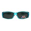 Polarized 53mm Translucent Plastic Narrow Rectangular Fit Over Sunglasses Teal