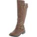 FOREVER MANGO-21 Women's Winkle Back Shaft Side Zip Knee High Flat Riding Boots