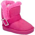 Hot Pink Toddler's Fur Slip On Buckle Snow Ankle Bootie Vegan - 5