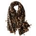 StylesILove Women Elegant Classic Leopard Print Lightweight Cotton Tassel Scarf Wrap Autumn Winter Large Shawl Headscarf (Leopard)