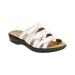 Womens Leisa Cacti Triple Strap Slide Sandals, White Leather