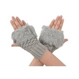 Seasonal Gloves with a Warm Faux Fur Detail, Knit/Fingerless