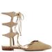 Schutz Tao Brush Sand Nude Suede Pointed Toe Tie Up Gladiator Flat Shoes (5)