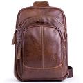 Genuine Leather Shoulder Sling Backpack Bag Unisex Outdoor Crossbody Sling Pack Sport Daypack