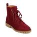 New Women Qupid Severe-01 Suede Almond Toe Lace Up Tailored Combat Boot Size