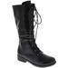 Lace up Military Style Combat Boots Women's Boots Vegan Leather Below The Knee - 8.5