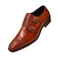 Bolano Bancroft Embossed Cap Toe Double Monk Strap Oxfords Mens Dress Shoes