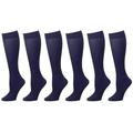 6-Pack Navy Women Trouser Socks with Comfort Band Stretchy Spandex Opaque Knee High