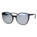 Womens Color Mirror Mod Round Circle Lens Retro Cat Eye Plastic Sunglasses Black Silver Mirror