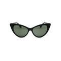 Womens Green Tempered Glass Lens Cat Eye Retro Sunglasses Black Solid Green