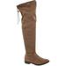 YOKI Anora Women's Drawstring Side Zipper Low Heel Thigh High Boots