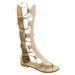 Yoki Women's Anya-50 Knee-High Gladiator Thong Sandals