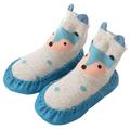 Unisex Baby Toddler Animals Print Cotton Socks Slipper Anti-Slip Crib Shoes (13/12-18 Months, Blue/Fox)