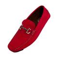 Amali Mens Plush Microfiber Faux Suede Slip On Loafer Driving Shoe with Buckle