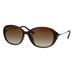 Polarized Womens Narrow Oval Leaf Metal Jewel Hinge Butterfly Chic Sunglasses Brown Gold Gradient Brown