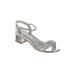 Girls Silver Sparkle Rhinestone Strap Buckle Block Heel Sandals